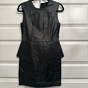 LIKE NEW EUC BCBG BLACK VEGAN LEATHER DRESS WORN ONCE FOR A WEDDING